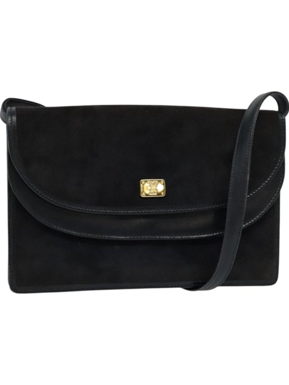 CELINE Shoulder Bag Suede Navy